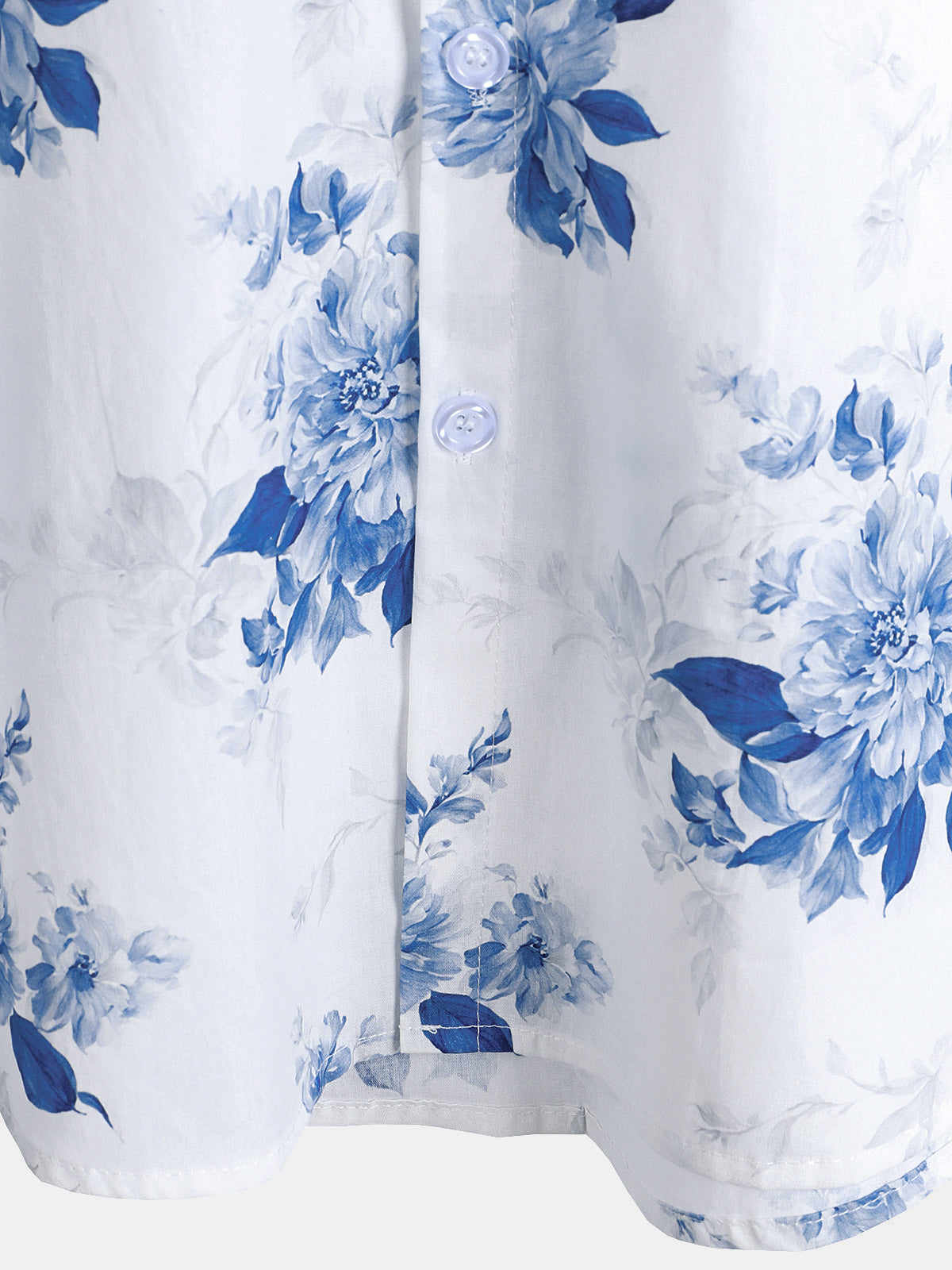 Men's Short Sleeve Blue Floral Print Hawaiian Shirt