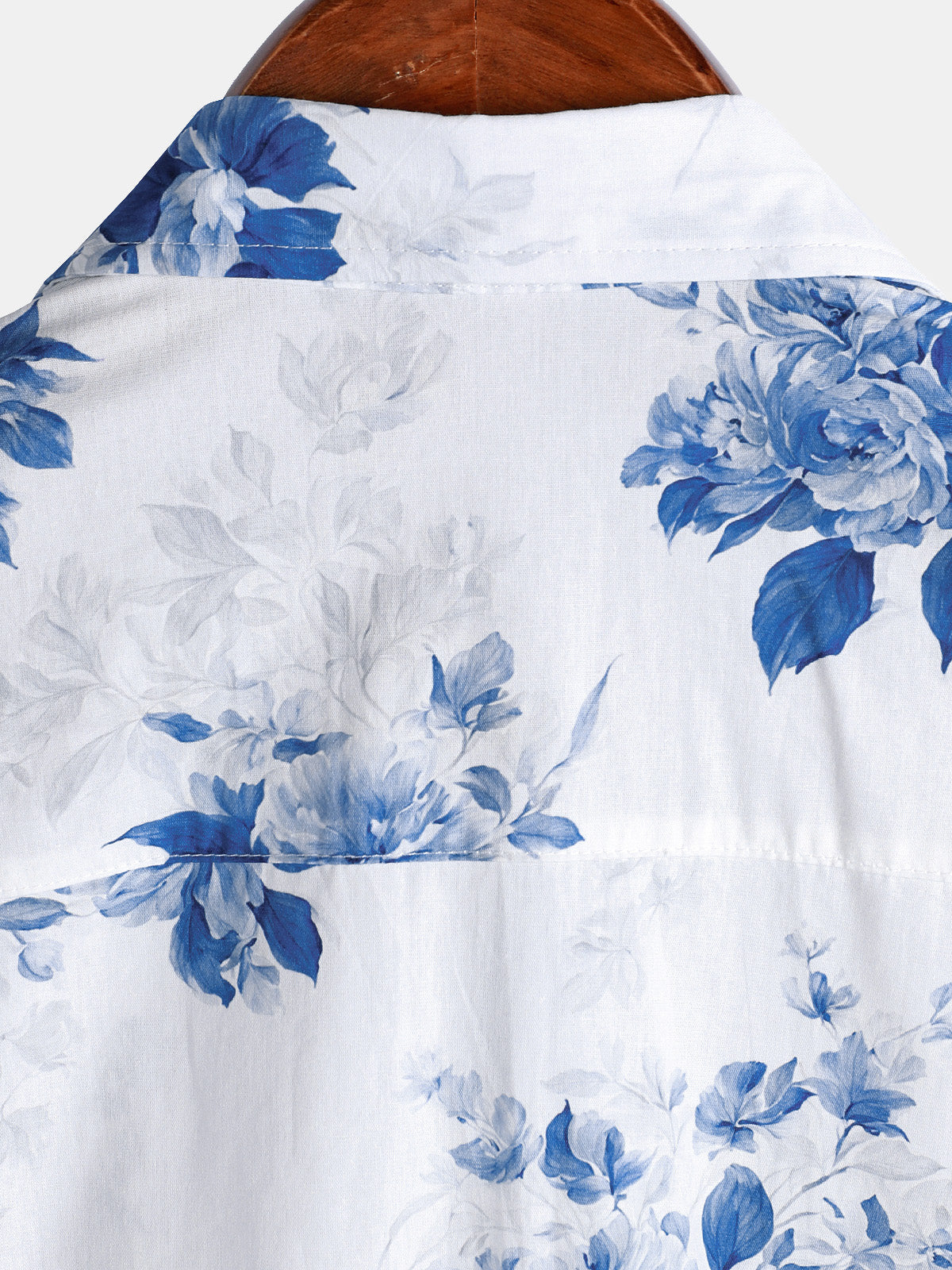 Men's Short Sleeve Blue Floral Print Hawaiian Shirt