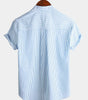 Men's Short Sleeve Striped Breathable Cotton Shirts