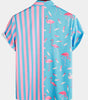 Summer Striped Shirt with Pockets and Flamingo Stripes