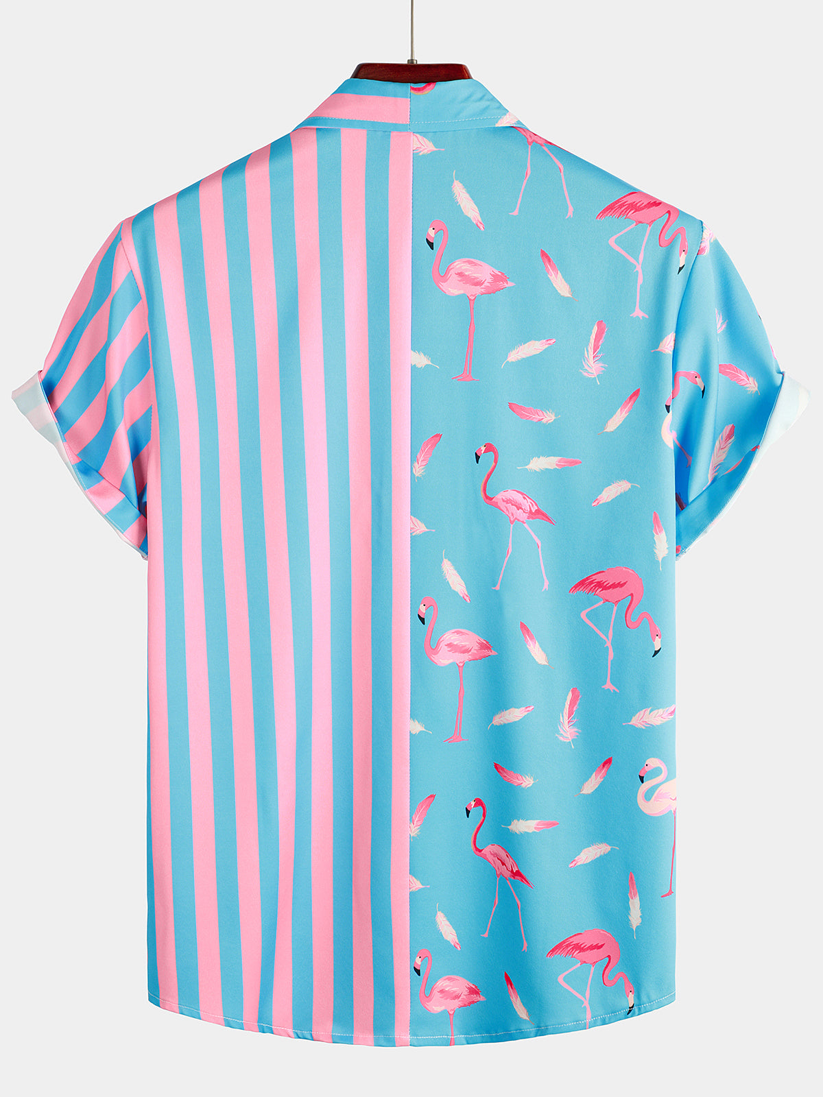 Summer Striped Shirt with Pockets and Flamingo Stripes