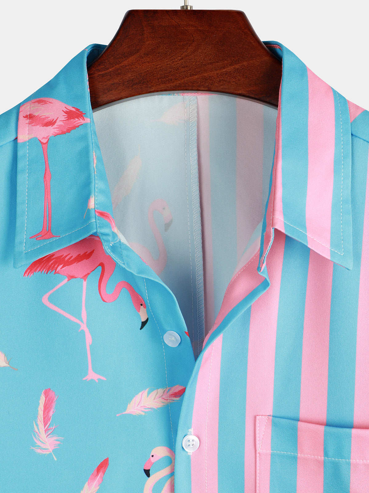 Summer Striped Shirt with Pockets and Flamingo Stripes