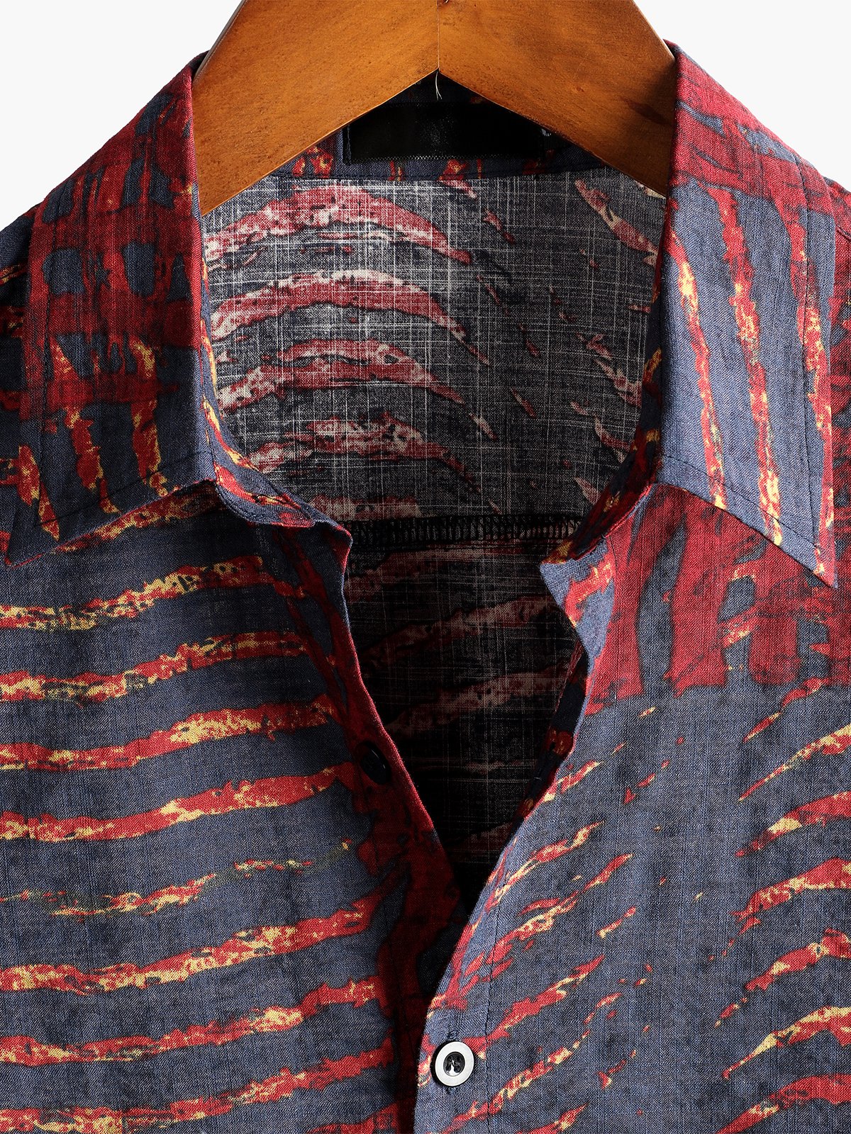 Men's Short Sleeve Striped Printed Shirt