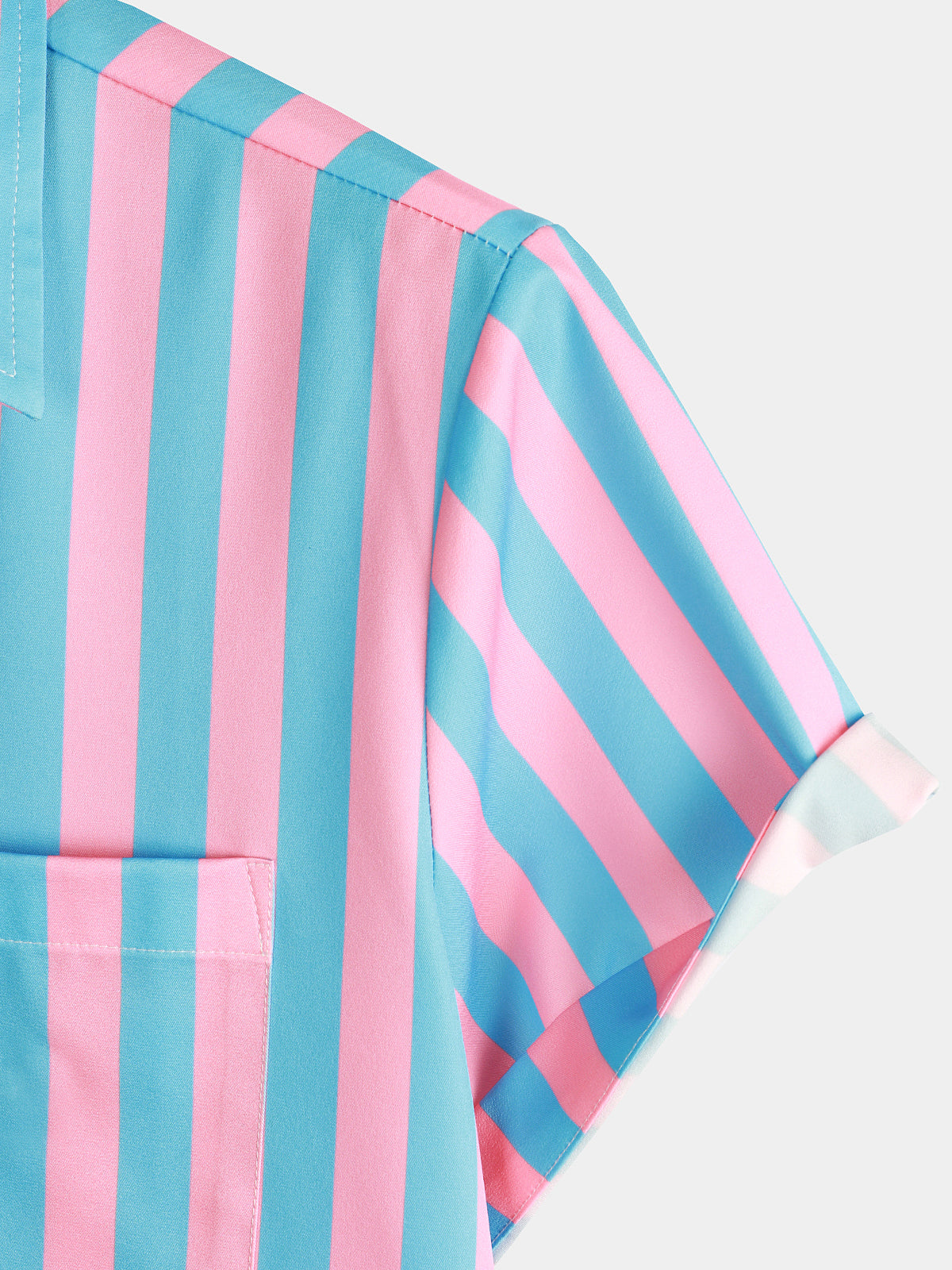 Summer Striped Shirt with Pockets and Flamingo Stripes