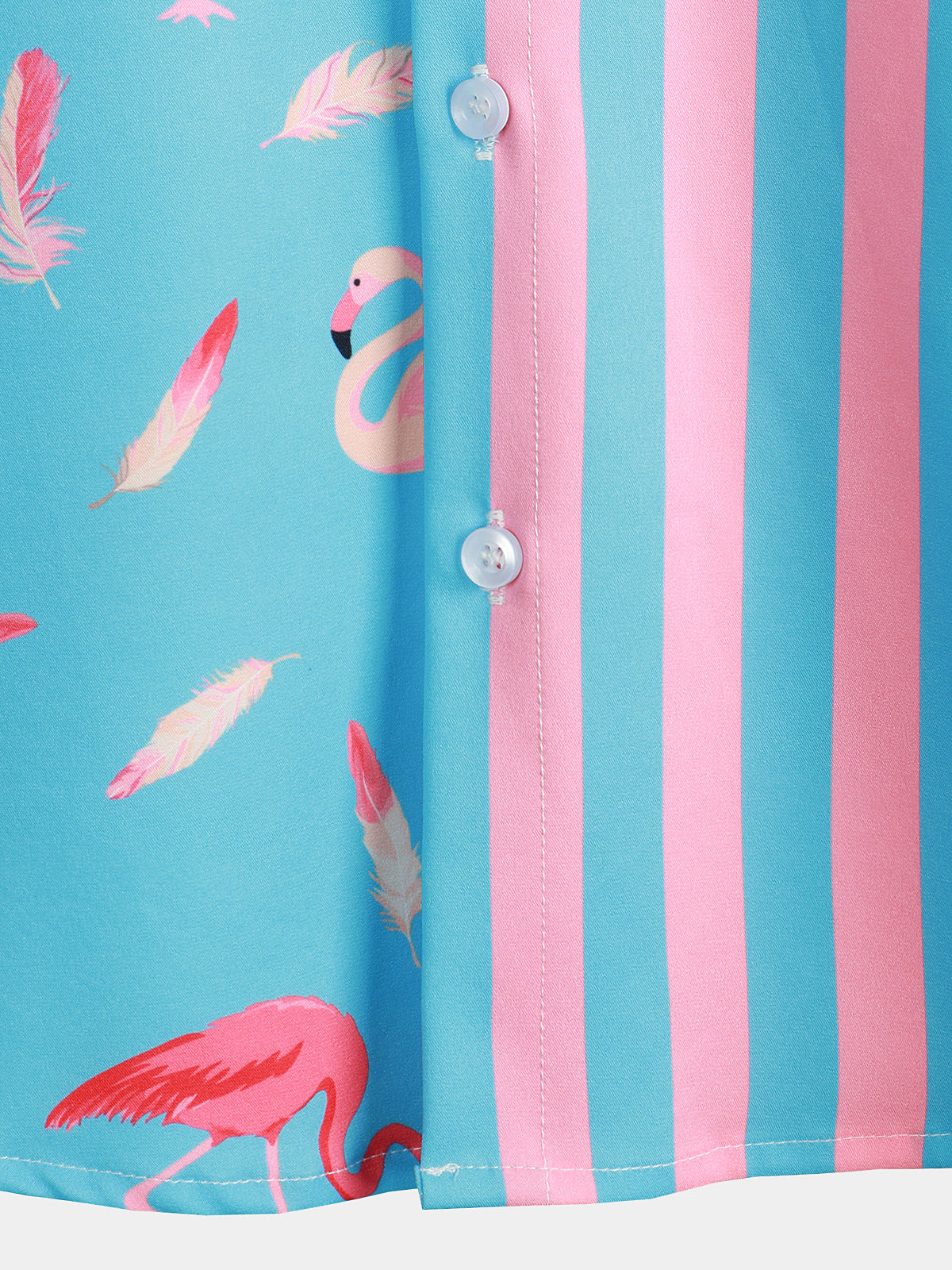 Summer Striped Shirt with Pockets and Flamingo Stripes