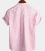 Men's Short Sleeve Striped Breathable Cotton Shirts