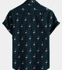 Men's Casual Short Sleeve Hawaiian Shirt with Pink Flamingo Animal Print