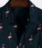 Men's Casual Short Sleeve Hawaiian Shirt with Pink Flamingo Animal Print
