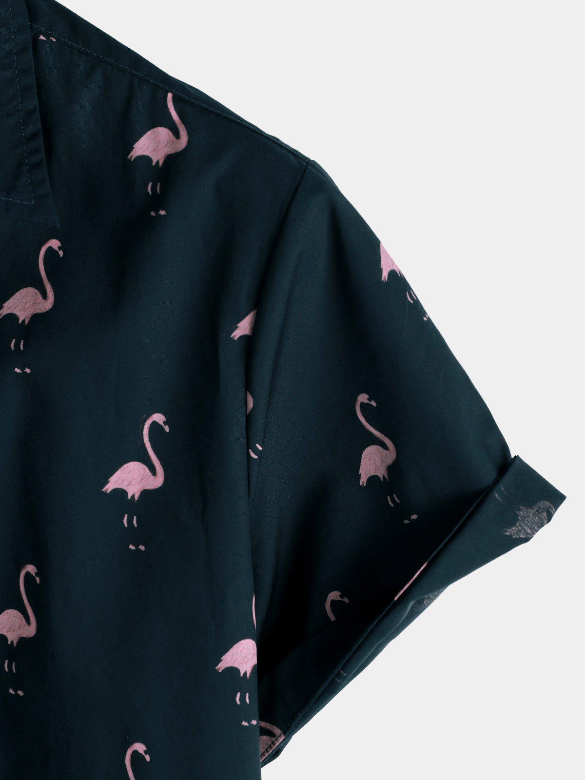 Men's Casual Short Sleeve Hawaiian Shirt with Pink Flamingo Animal Print