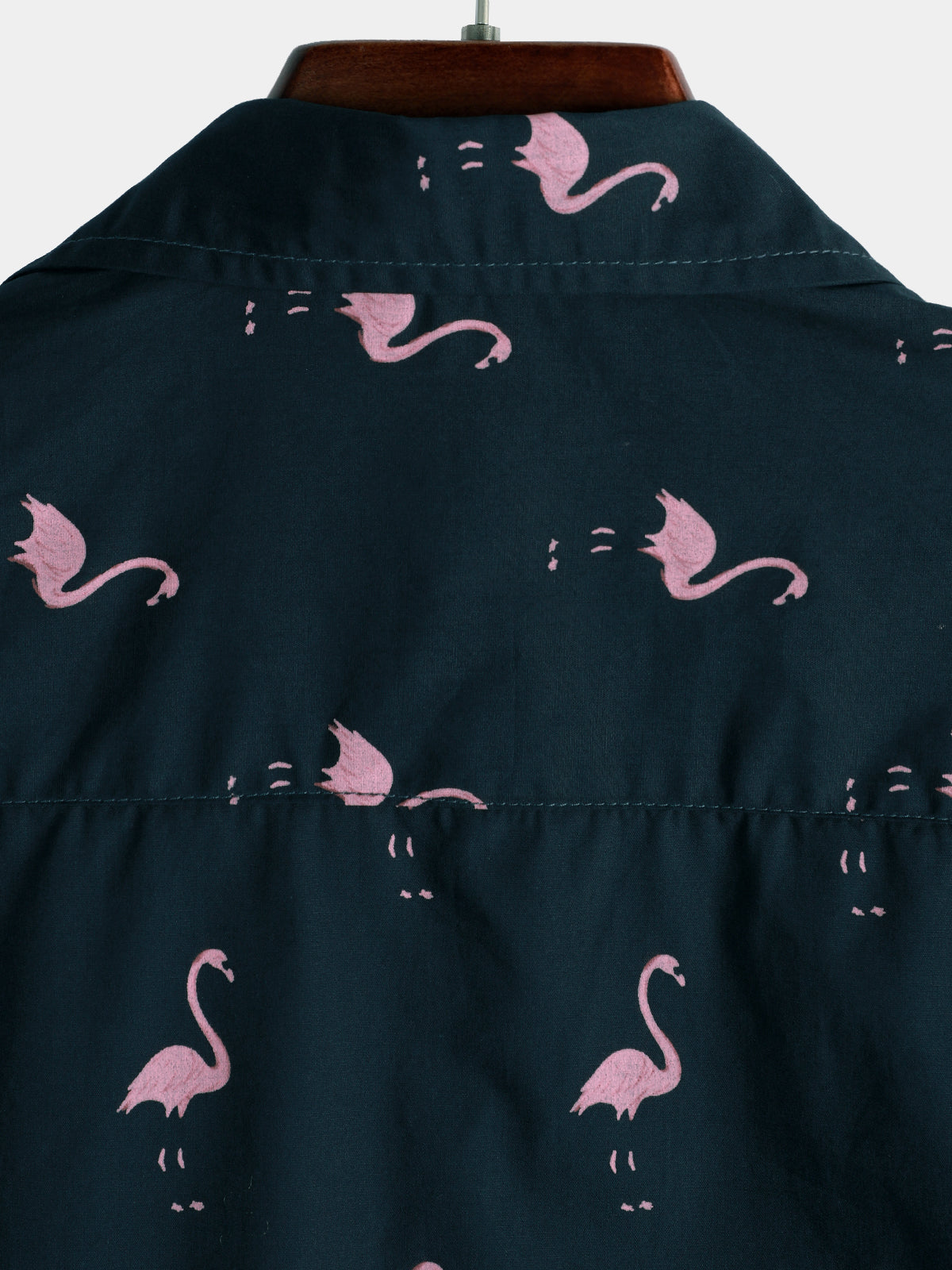 Men's Casual Short Sleeve Hawaiian Shirt with Pink Flamingo Animal Print
