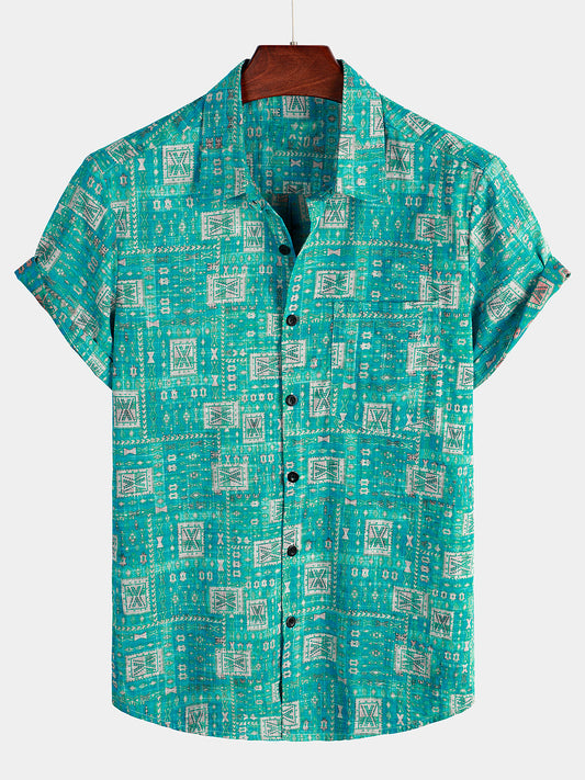 Men's Short Sleeve Printed Hawaiian Shirt