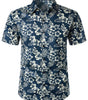 Men's Short Sleeve Aloha Hawaiian Shirt in Breathable Cotton with Floral Print