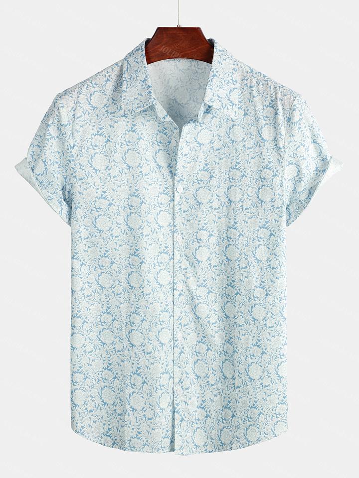 Men's Floral Print Cotton Shirt