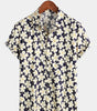 Light Blue Short-Sleeved Floral Print Shirt for Men