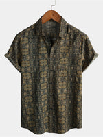 Vintage 70s Short-Sleeved Button-Up Summer Cotton Shirt for Men
