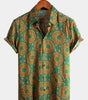 Retro Short-Sleeved Button-Up Summer Disco Vintage 70s Shirt for Men
