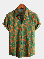 Retro Short-Sleeved Button-Up Summer Disco Vintage 70s Shirt for Men