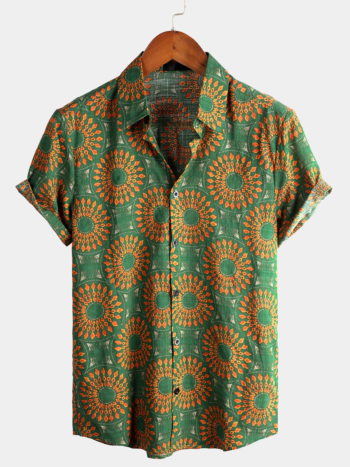Retro Short-Sleeved Button-Up Summer Disco Vintage 70s Shirt for Men