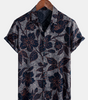 Men's Vintage Short Sleeve Button-Up Shirt, Floral Vacation, Casual, Summer