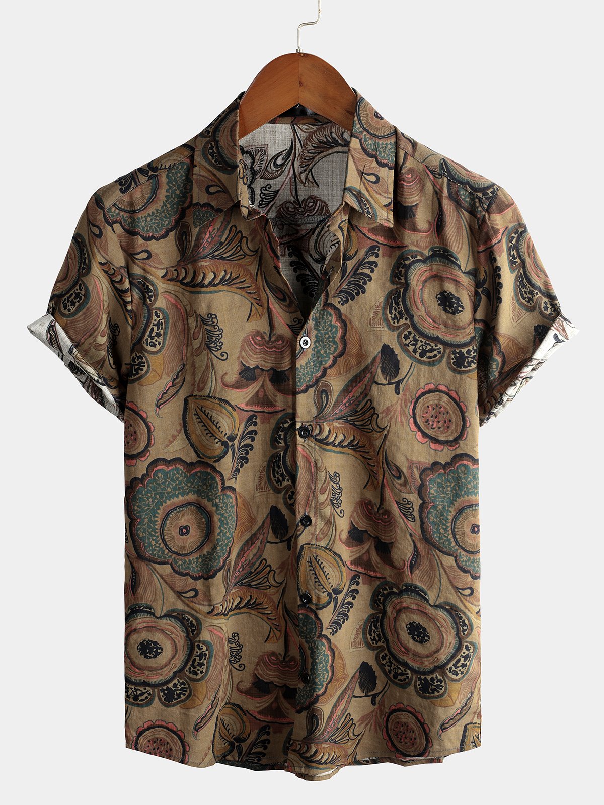 Retro Short-Sleeved Cotton Shirts for Men