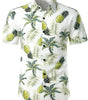 Men's Short Sleeve Hawaiian Print Cotton Shirt with Pineapple and Tropical Fruits