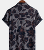Men's Vintage Short Sleeve Button-Up Shirt, Floral Vacation, Casual, Summer