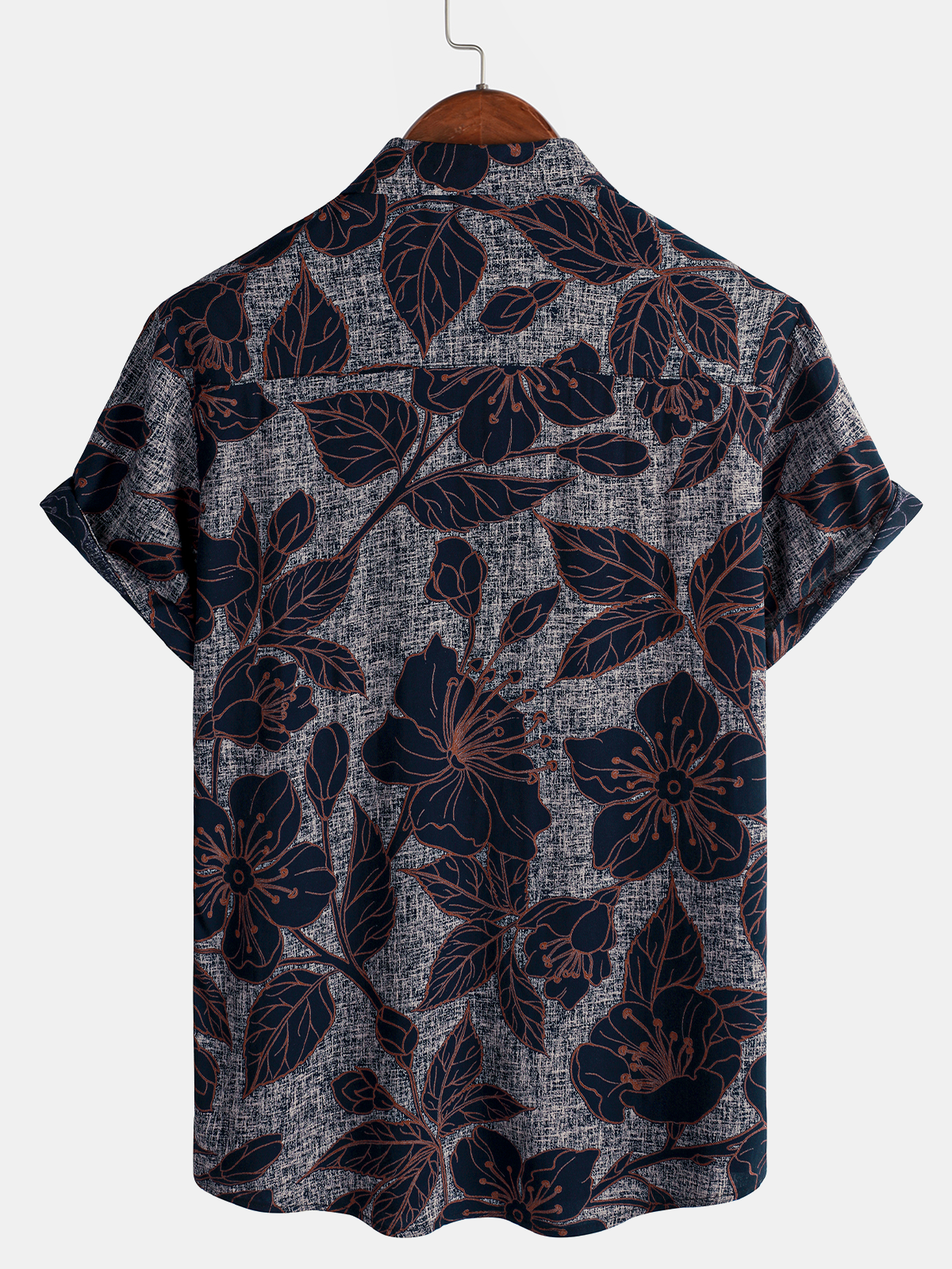 Men's Vintage Short Sleeve Button-Up Shirt, Floral Vacation, Casual, Summer