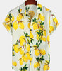 Men's Tropical Yellow Lemon Print Short Sleeve Hawaiian Shirt