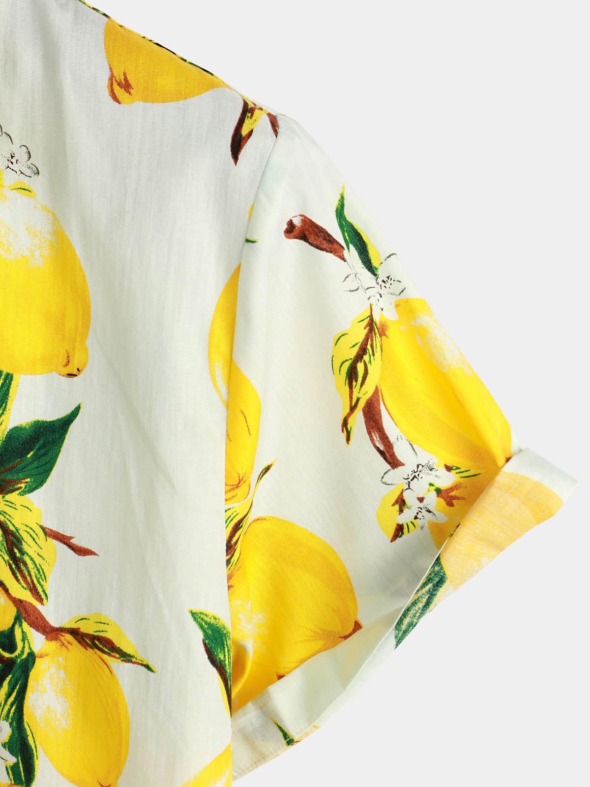 Men's Tropical Yellow Lemon Print Short Sleeve Hawaiian Shirt