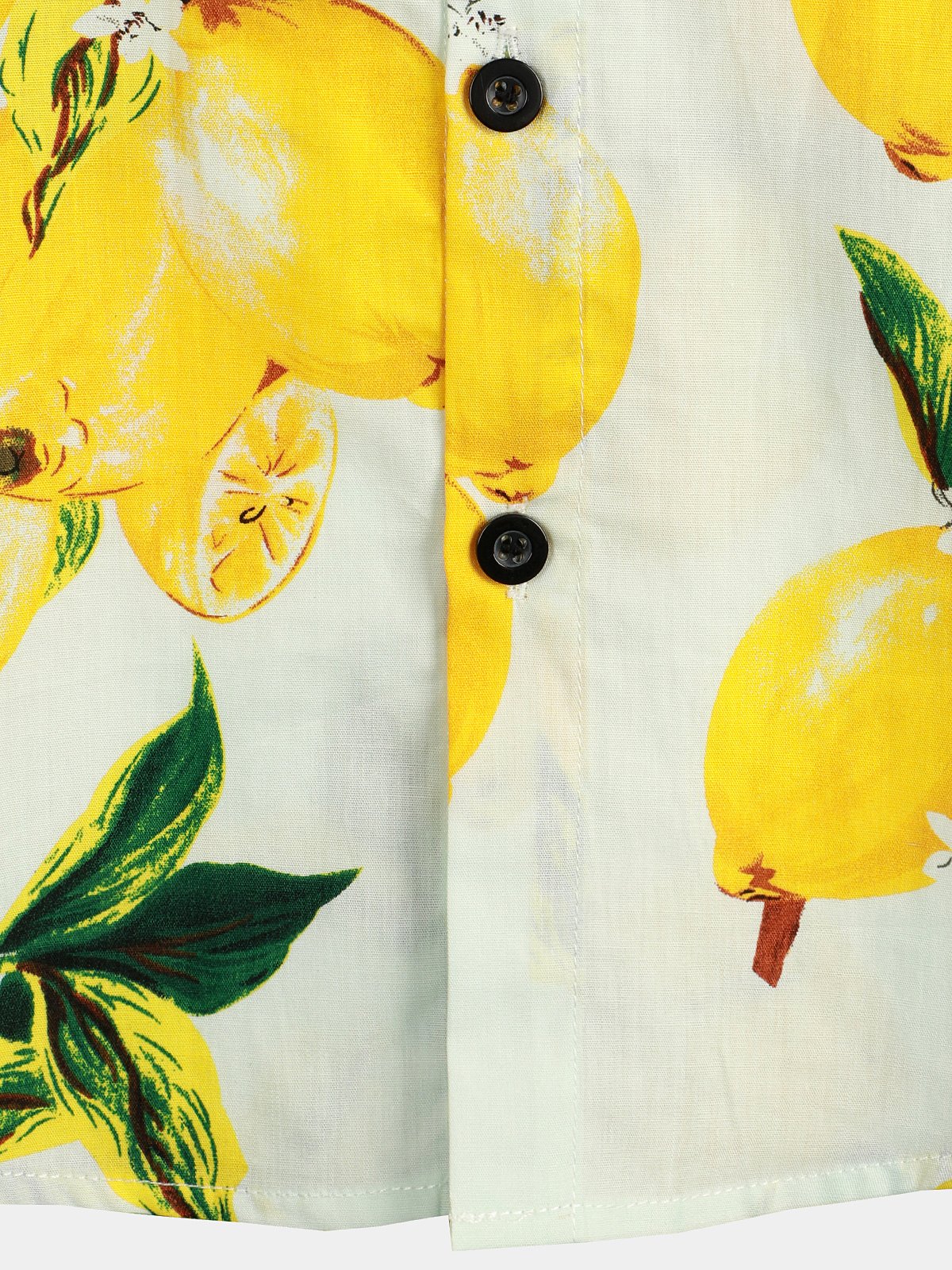 Men's Tropical Yellow Lemon Print Short Sleeve Hawaiian Shirt