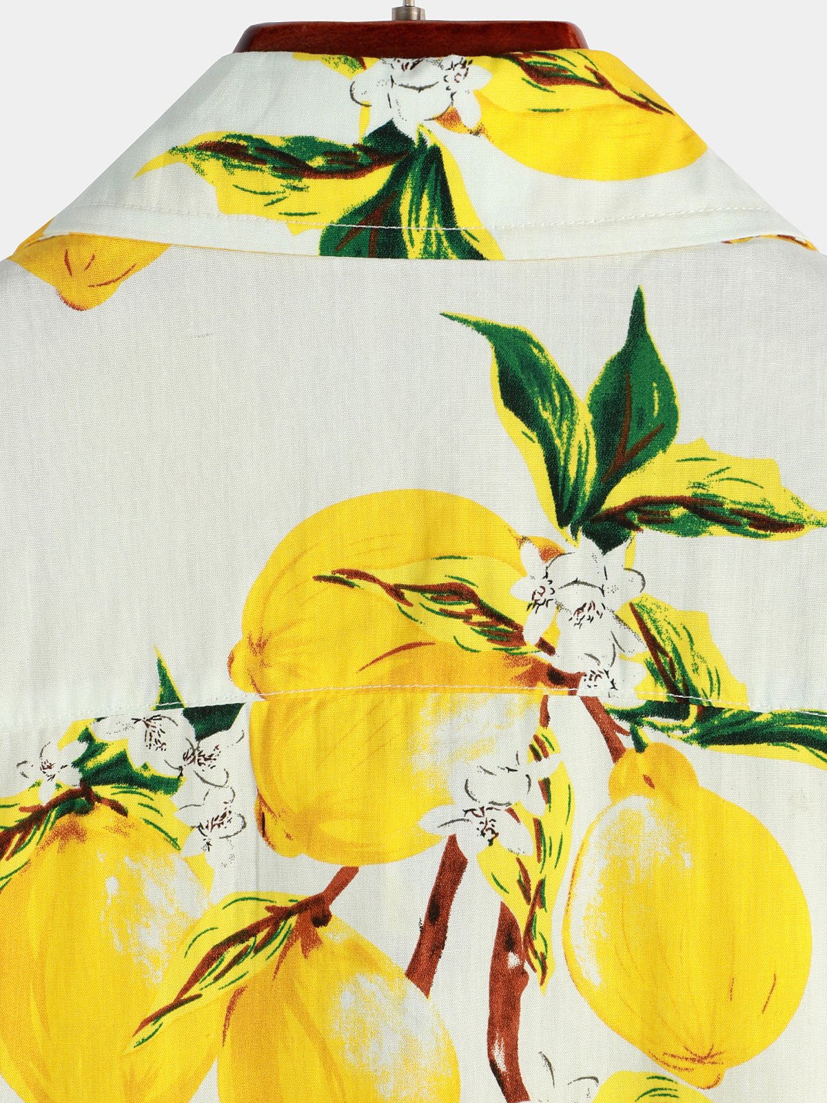 Men's Tropical Yellow Lemon Print Short Sleeve Hawaiian Shirt