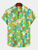 Tropical Floral Cotton Hawaiian Shirt for Men