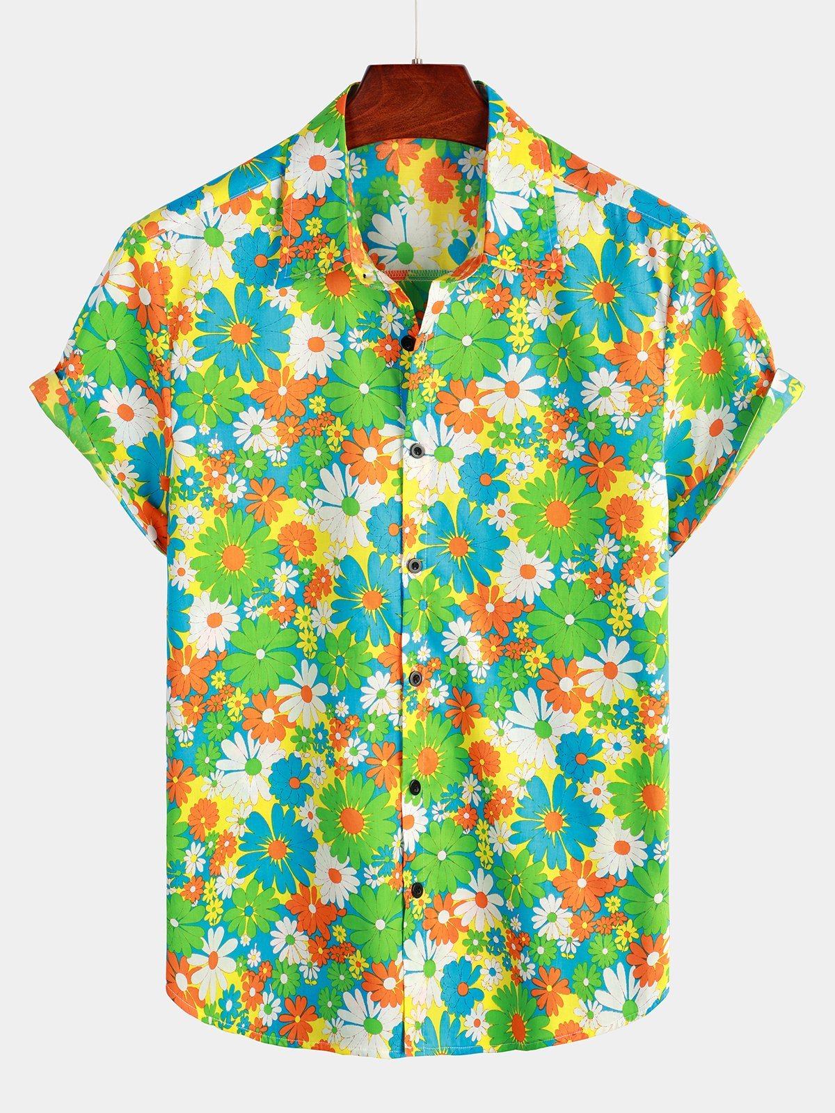 Tropical Floral Cotton Hawaiian Shirt for Men