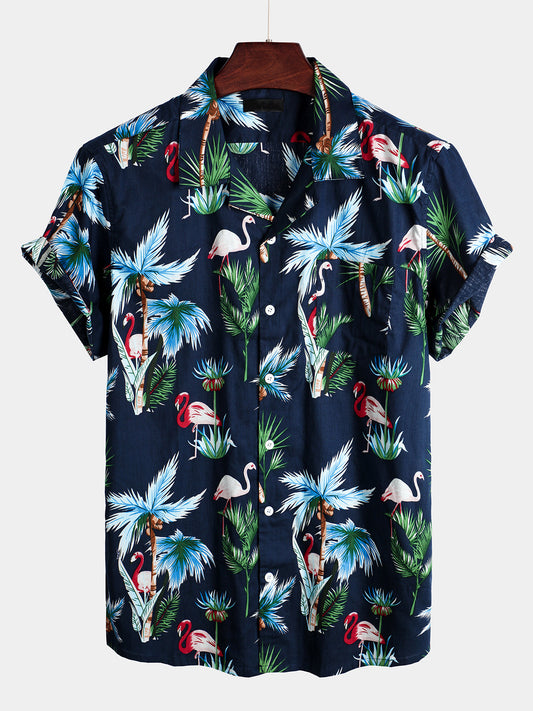 men's pure cotton shirt with Hawaiian holiday print