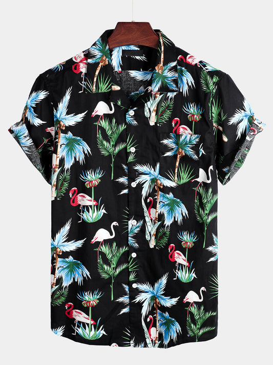 Men's pure cotton Hawaiian holiday print shirt