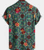Men's Short Sleeve Green Cotton Vintage Floral Shirt