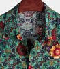 Men's Short Sleeve Green Cotton Vintage Floral Shirt