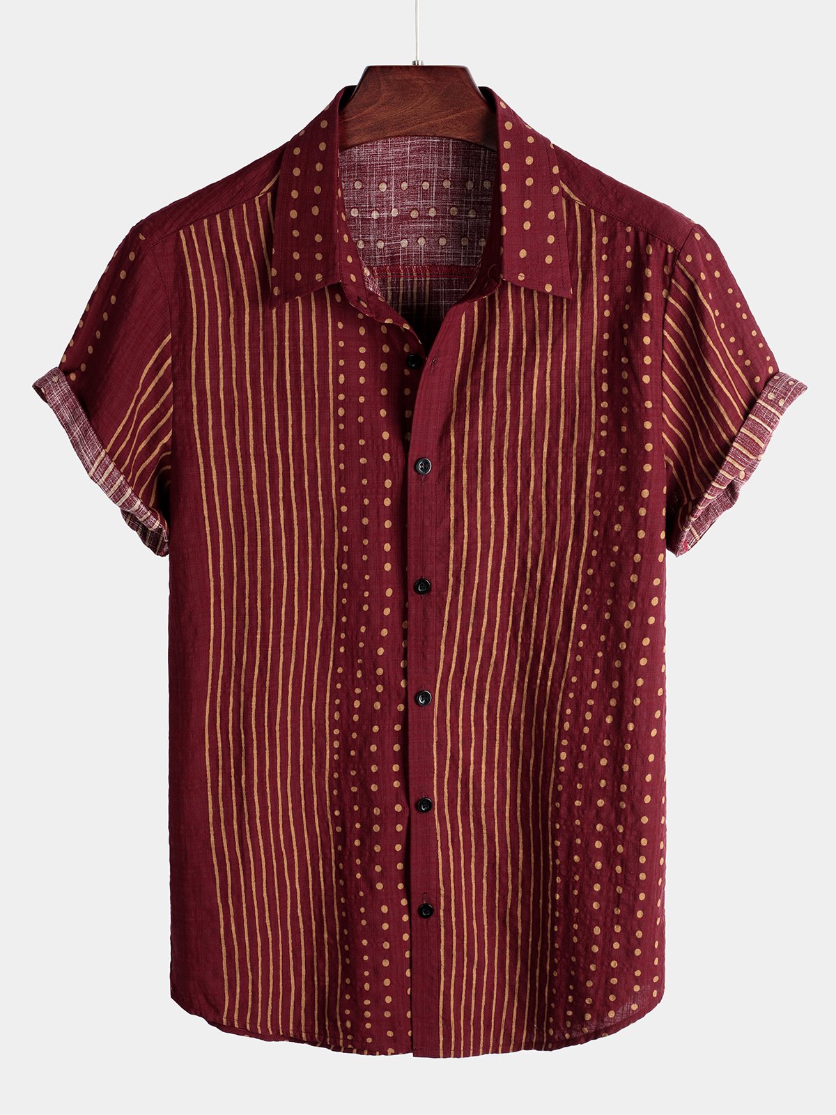 Short Sleeve Striped Cotton Shirts for Men