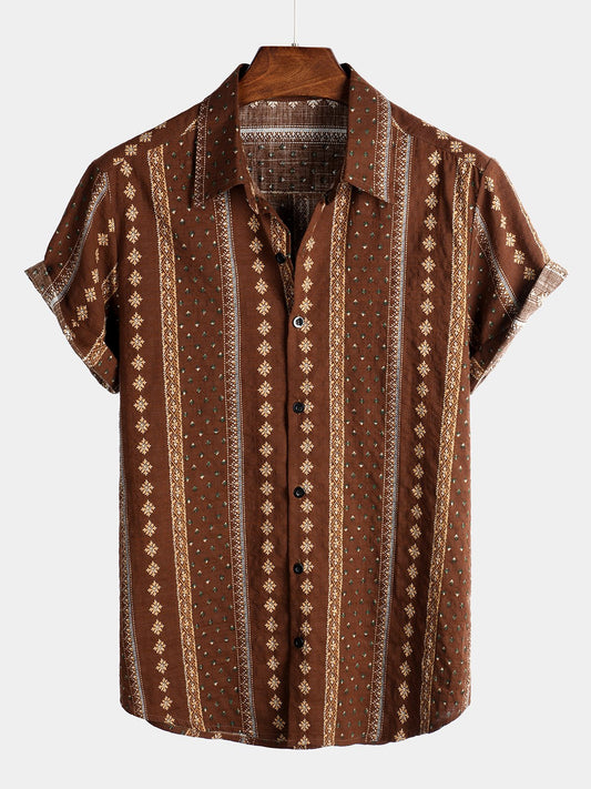 Men's Short Sleeve Retro Cotton Shirts
