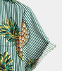 Casual Striped Cotton Pocket Shirt with Floral Design for Men