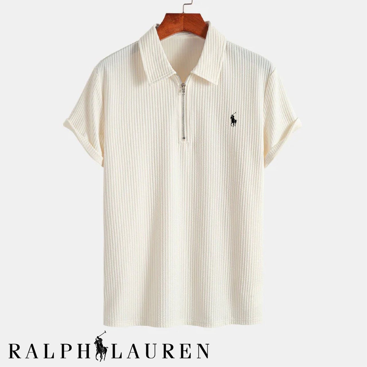 Premium Men’s Cable-Knit Polo Shirt
