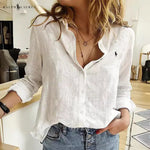 R. Linen Blouse with Button Placket