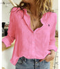 R. Linen Blouse with Button Placket