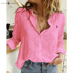 R. Linen Blouse with Button Placket