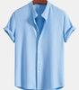 Muscle Fit Ribbed Stand Collar Shirt